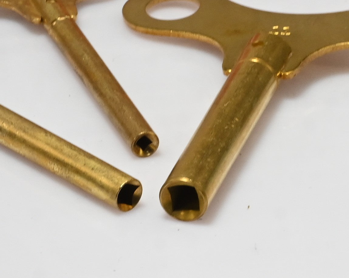 Long Shank Brass Clock Winding Crank Key - Longcase Grandfather - Size 00 to 12
