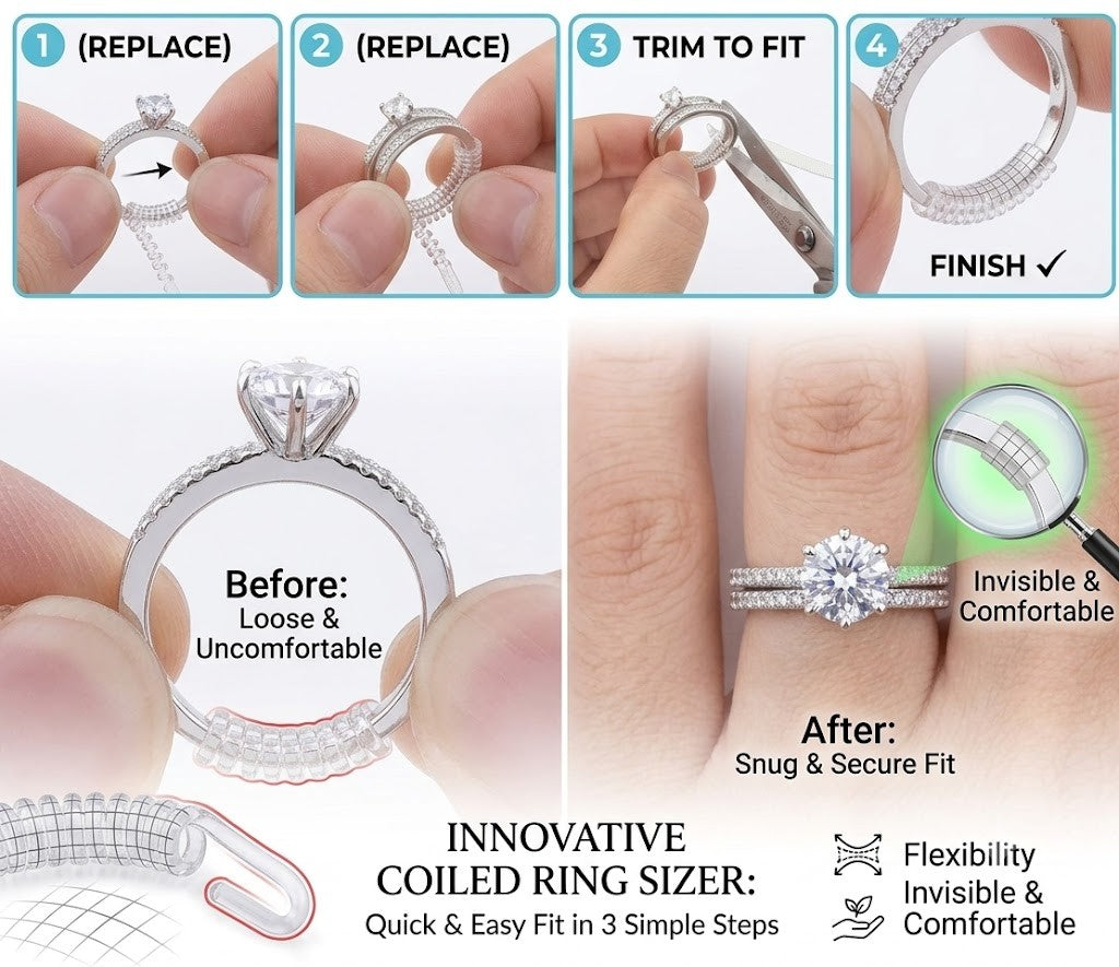Ring Size Adjuster Reducer Clear Spiral Coil 3mm & 5mm 10cm Invisible UK
