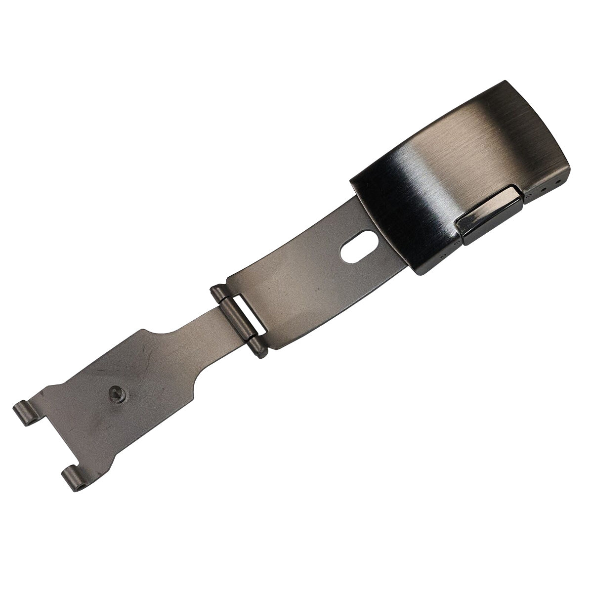 Brushed Steel Watch Strap Buckle Clasp Seiko Push Release Button Safety Leather