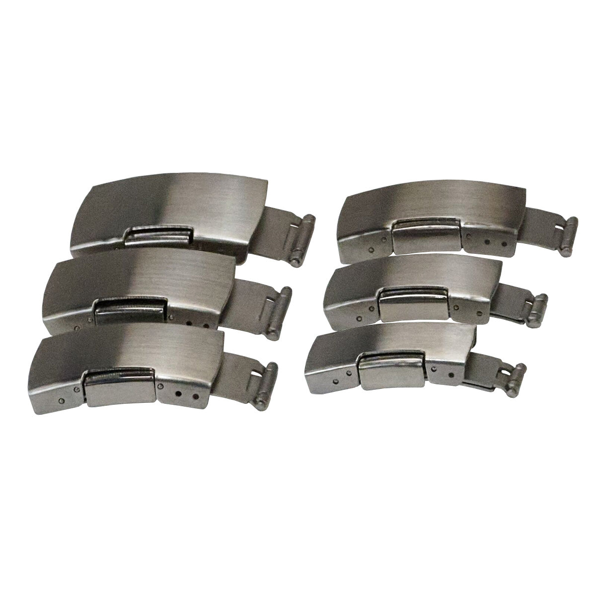 Brushed Steel Watch Strap Buckle Clasp Seiko Push Release Button Safety Leather