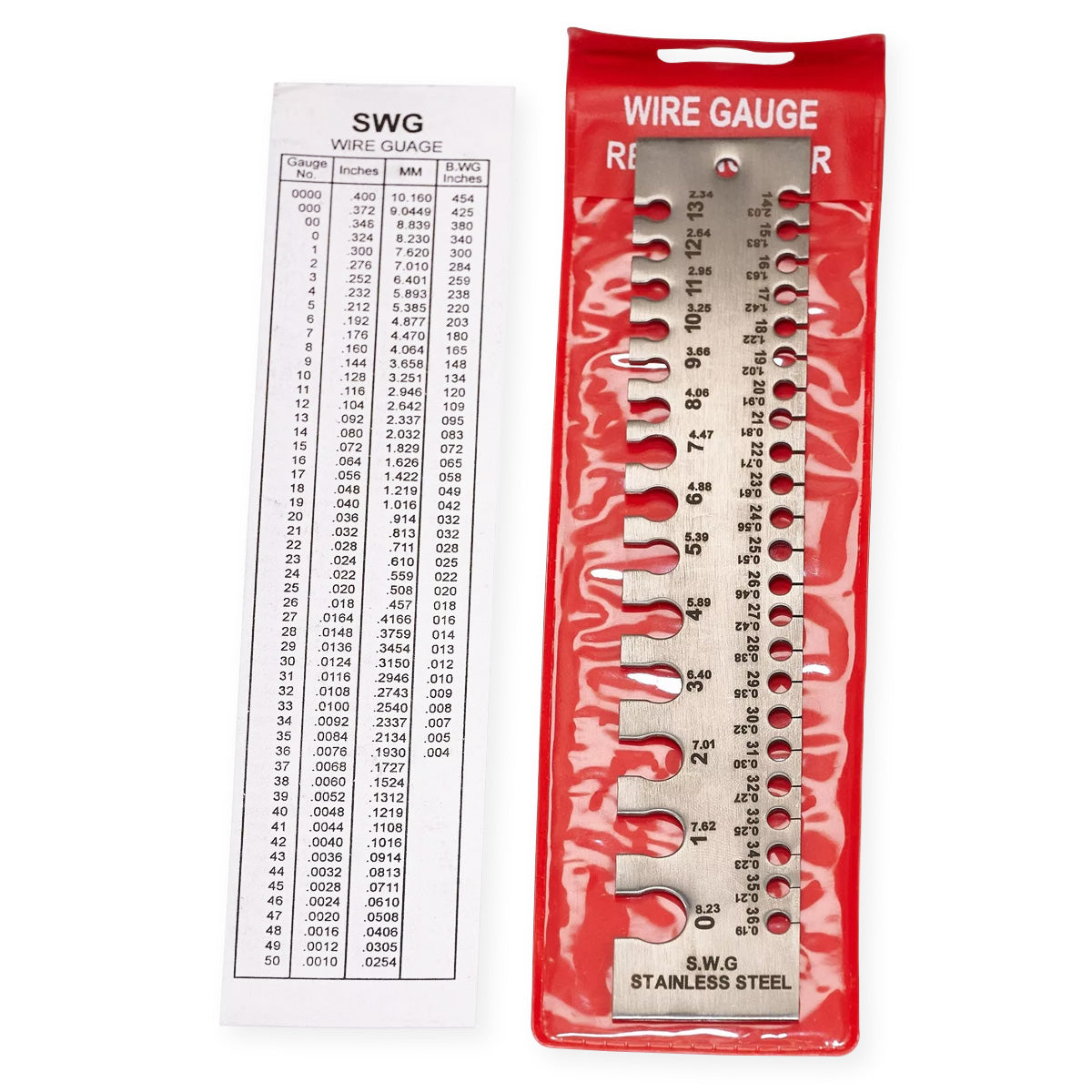 SWG 1-36 Gauge Steel Wire Measuring Millimeters & Imperial Tool Wires Measure