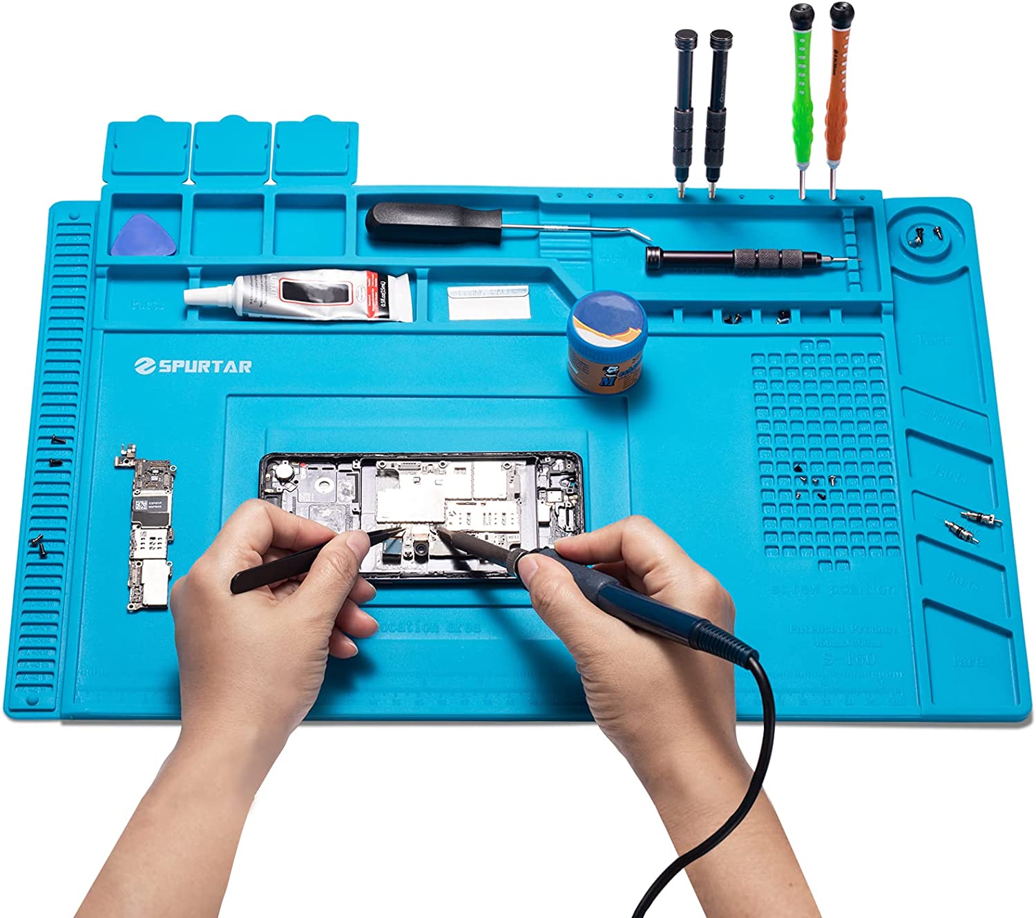 Soldering Mat Silicone Rubber Phone Repair Bench Pad Electronics Work Magnetic