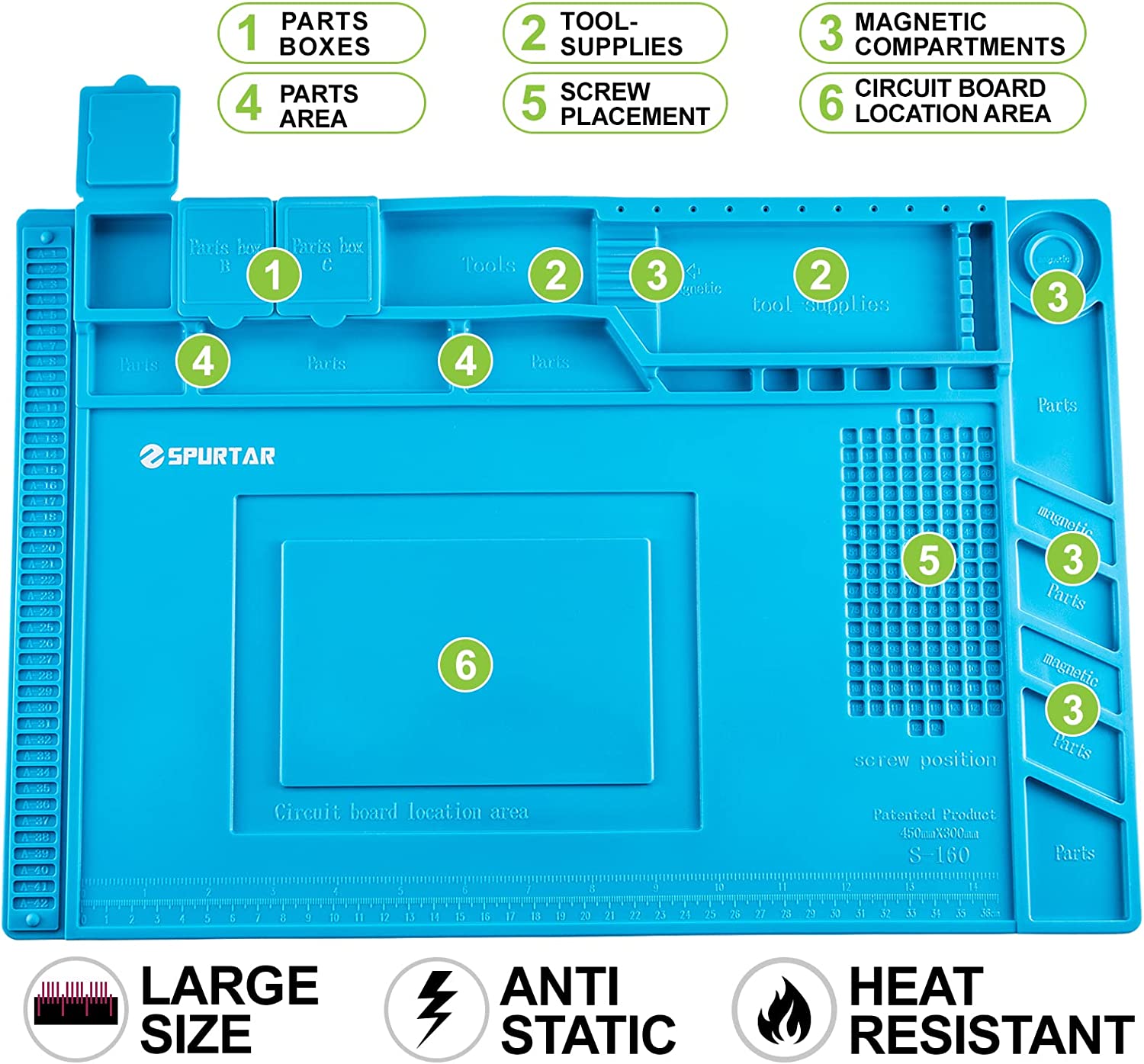 Soldering Mat Silicone Rubber Phone Repair Bench Pad Electronics Work Magnetic