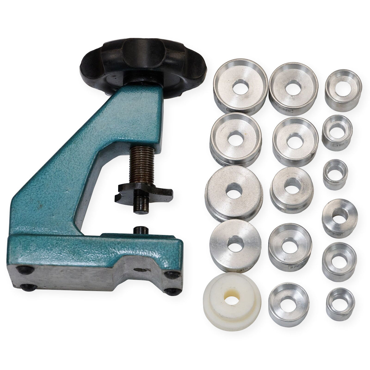 Pro Watch Case Back Closer Glass Crystal Fitting Press Tool 15 Aluminium Dies