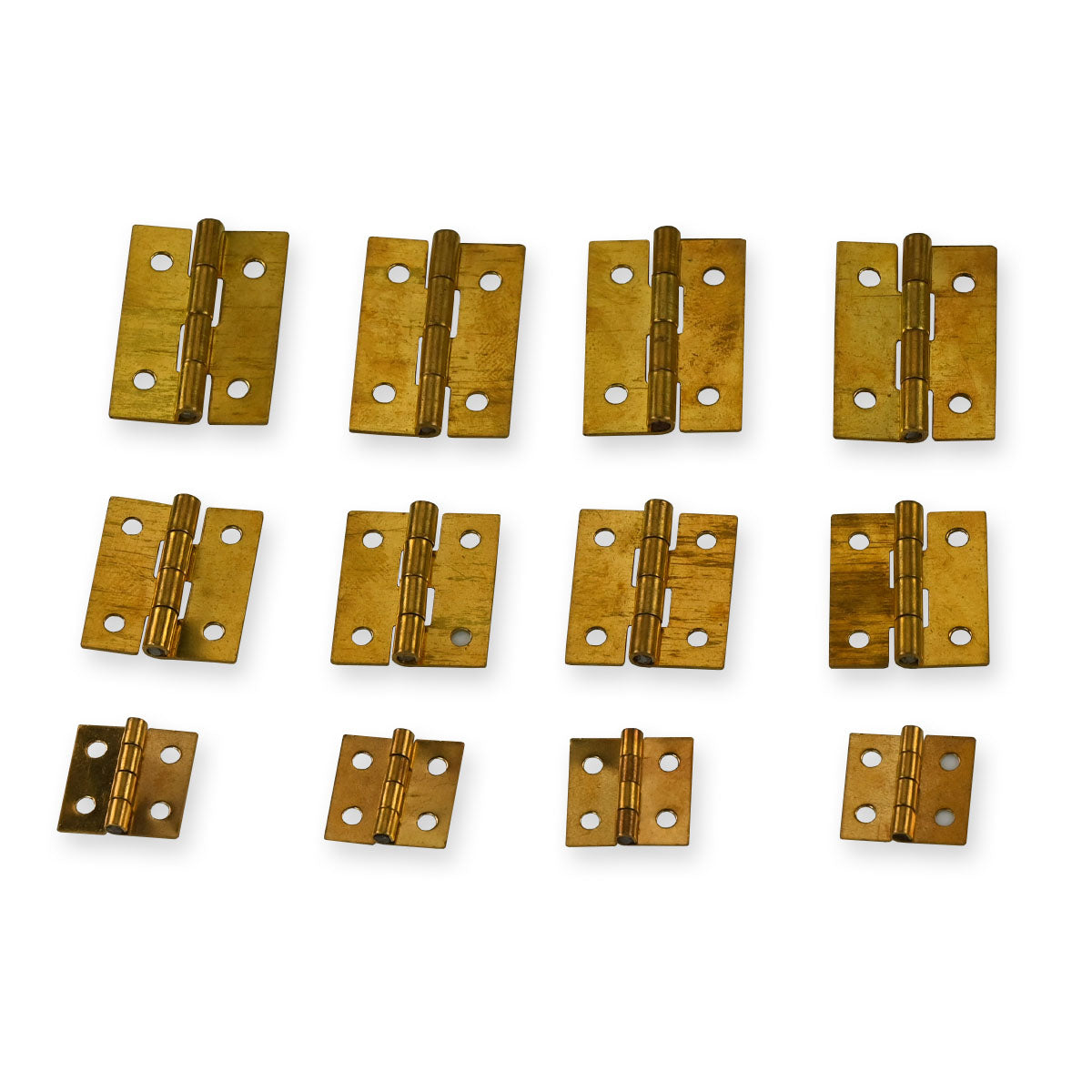12x Small Mixed Brass Hinges Clock Case Repairs Parts Clockmakers 3 Size Spares