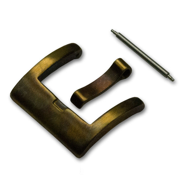 Watch Strap Buckle AGED SOLID BRONZE Curved 18mm - 26mm Spring Bars Pam Homage