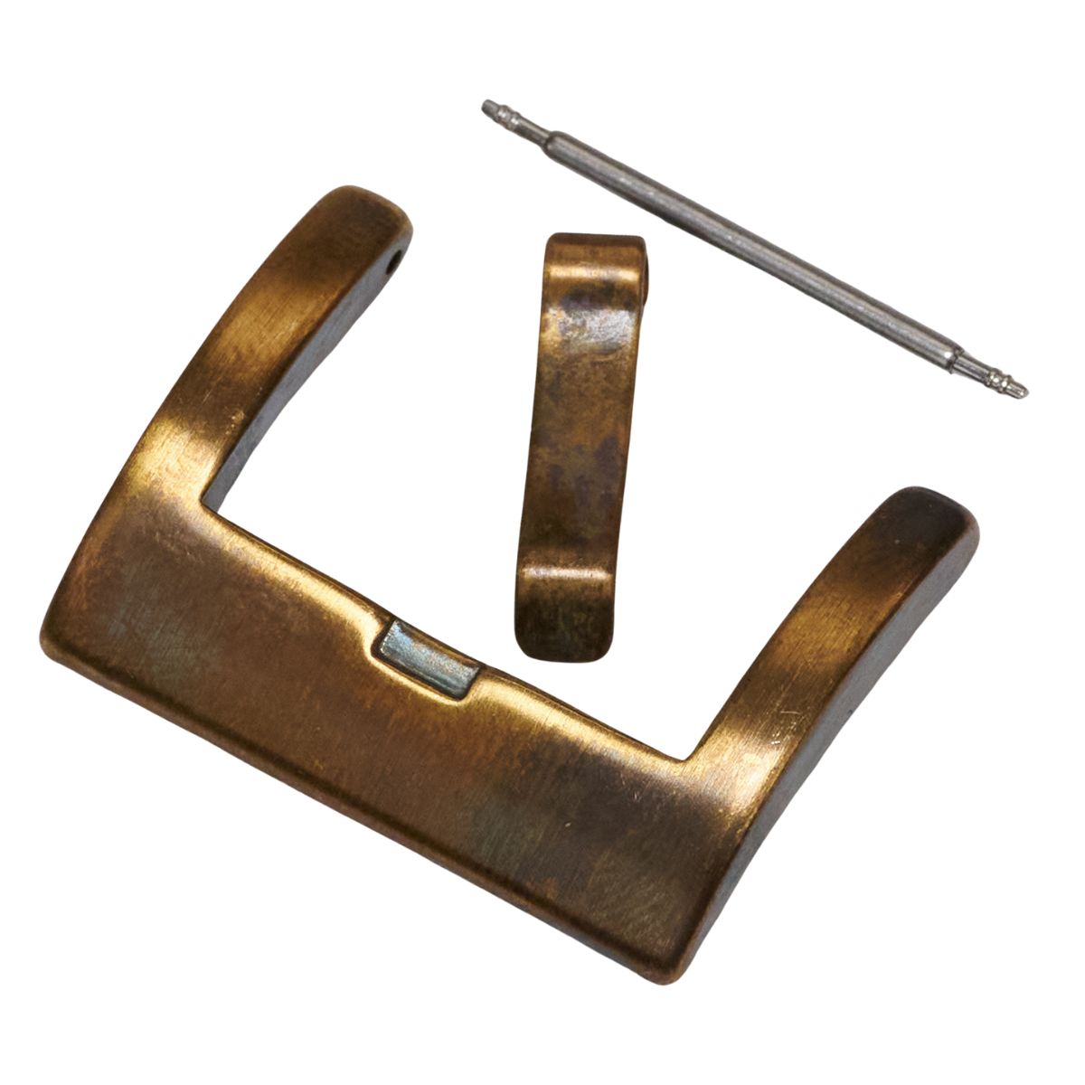 Watch Strap Buckle AGED SOLID BRONZE Curved 18mm - 26mm Spring Bars Pam Homage