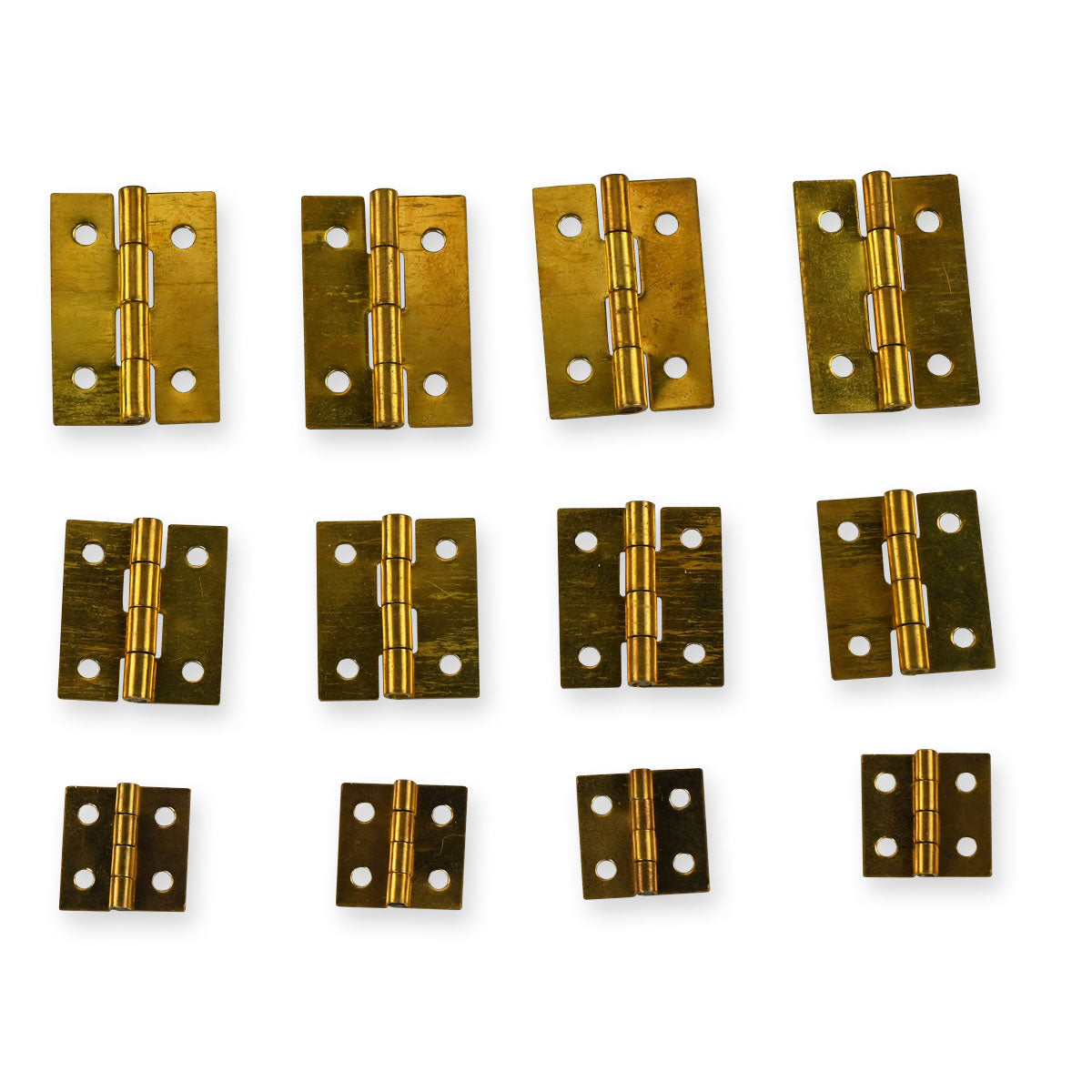 12x Small Mixed Brass Hinges Clock Case Repairs Parts Clockmakers 3 Size Spares