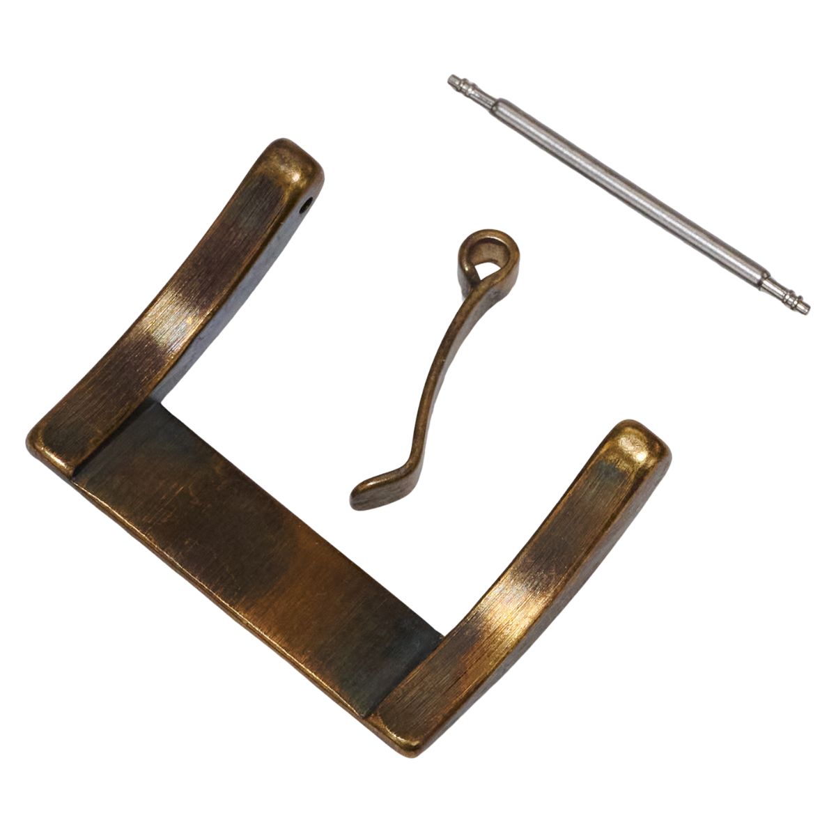 Watch Strap Buckle AGED SOLID BRONZE Curved 18mm - 26mm Spring Bars Pam Homage