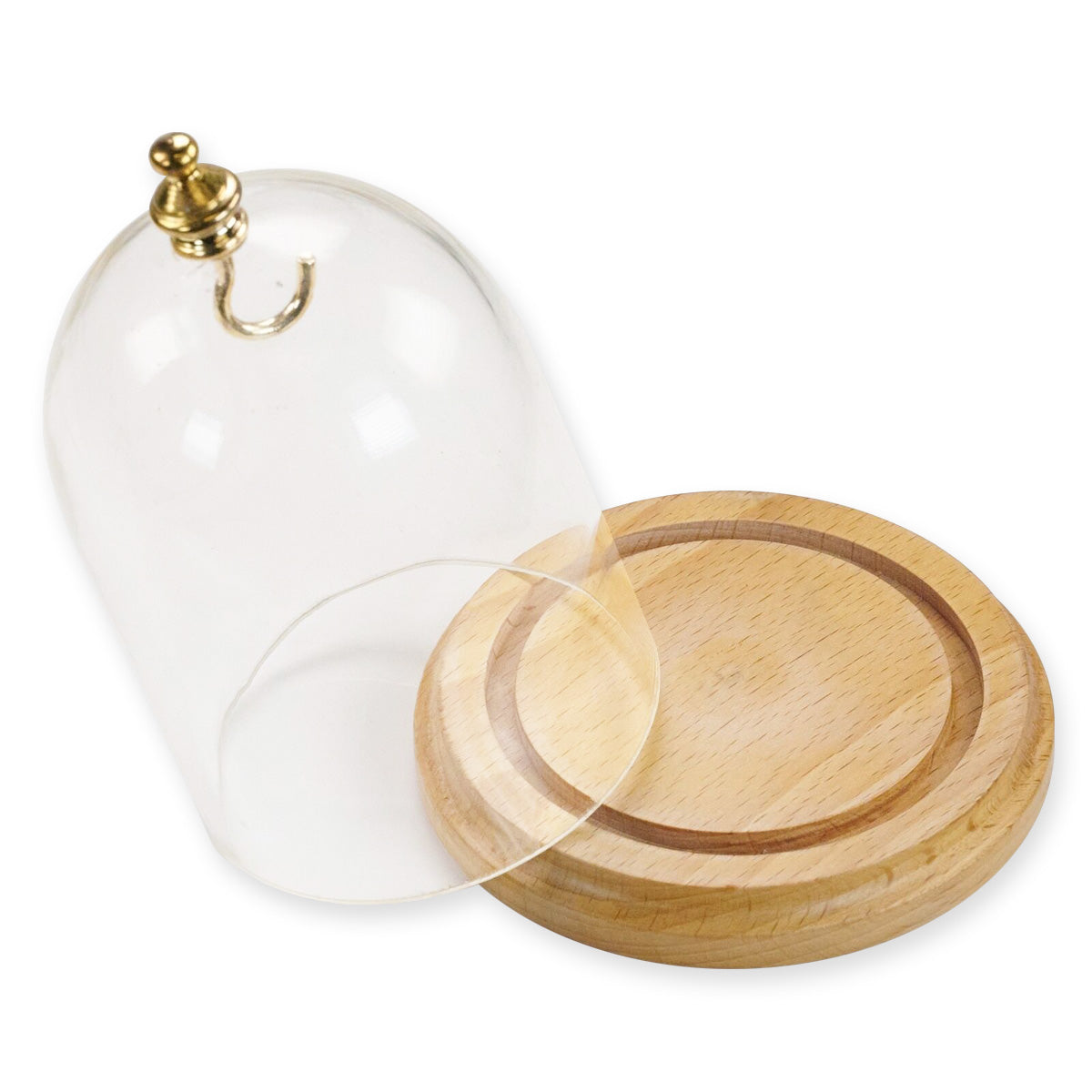 Pocket Watch Display Dome Stand Holder Hanging Real Wood & Glass Dust Protection
