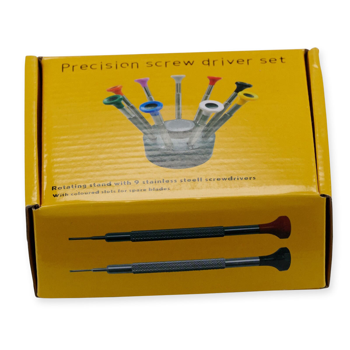 Watchmakers 9pcs Hardened Watch Screwdrivers + Stand Repairs Tool Slot 0.8mm 2mm