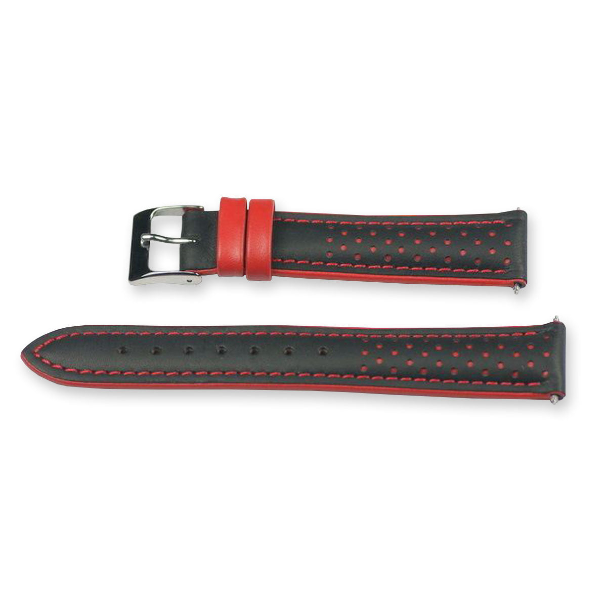 Racing contrast genuine leather perforated mens watch straps 18mm 20m 22mm strap