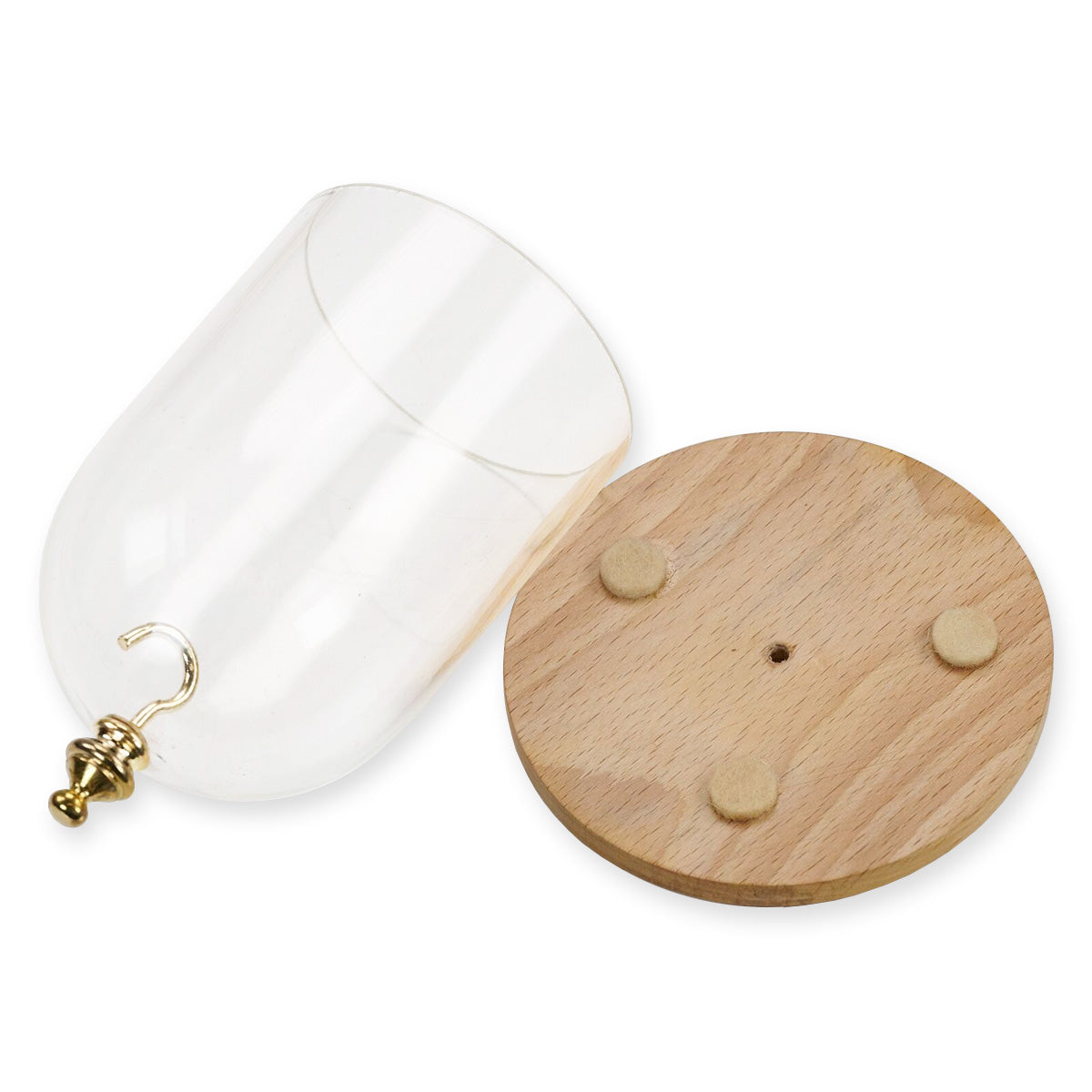 Pocket Watch Display Dome Stand Holder Hanging Real Wood & Glass Dust Protection