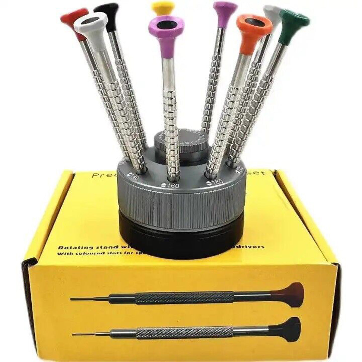 Watchmakers 9pcs Hardened Watch Screwdrivers + Stand Repairs Tool Slot 0.8mm 2mm