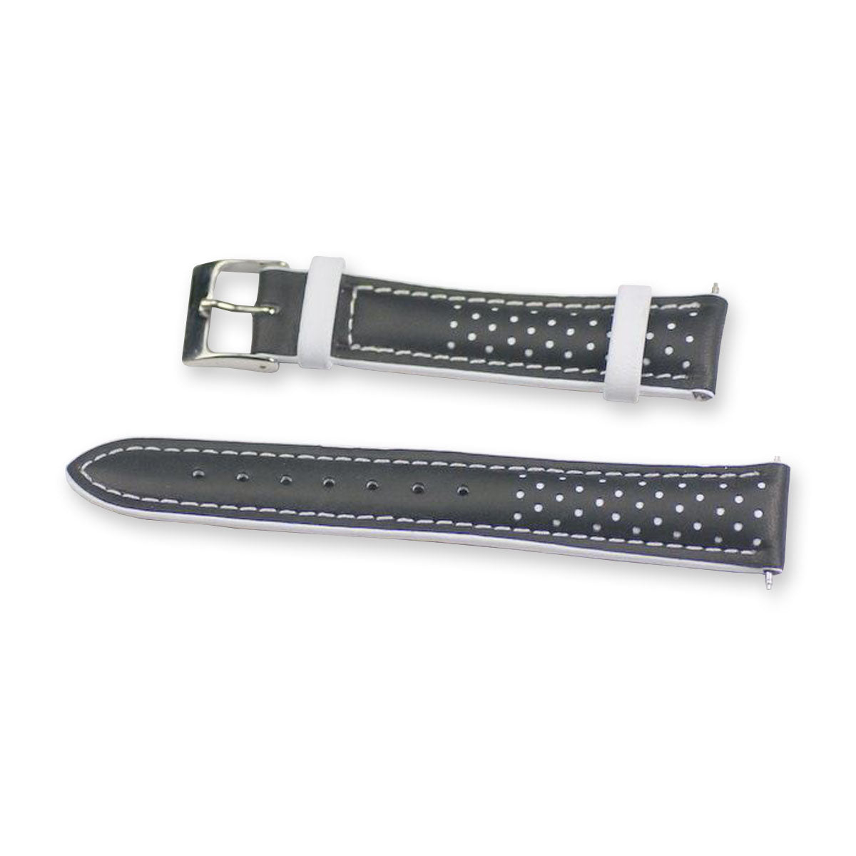 Racing contrast genuine leather perforated mens watch straps 18mm 20m 22mm strap