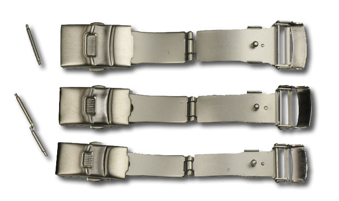 Sprung buckle safety button clasp  leather straps 12mm 14mm 16mm NEW deployment