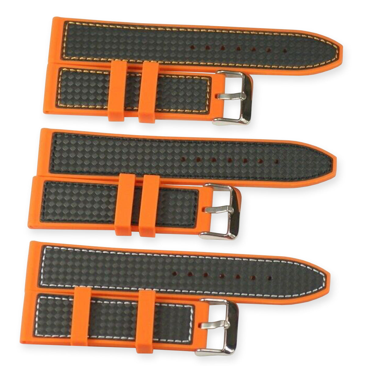 Silicone rubber mens orange watch strap CARBON FIBRE  divers waterproof