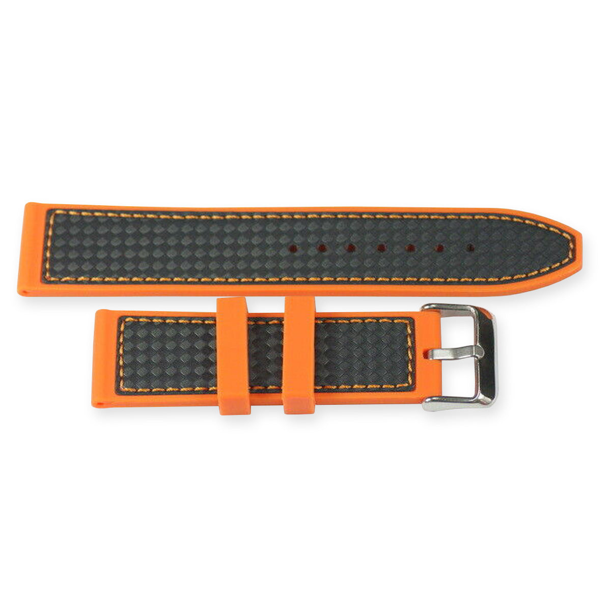 Silicone rubber mens orange watch strap CARBON FIBRE  divers waterproof