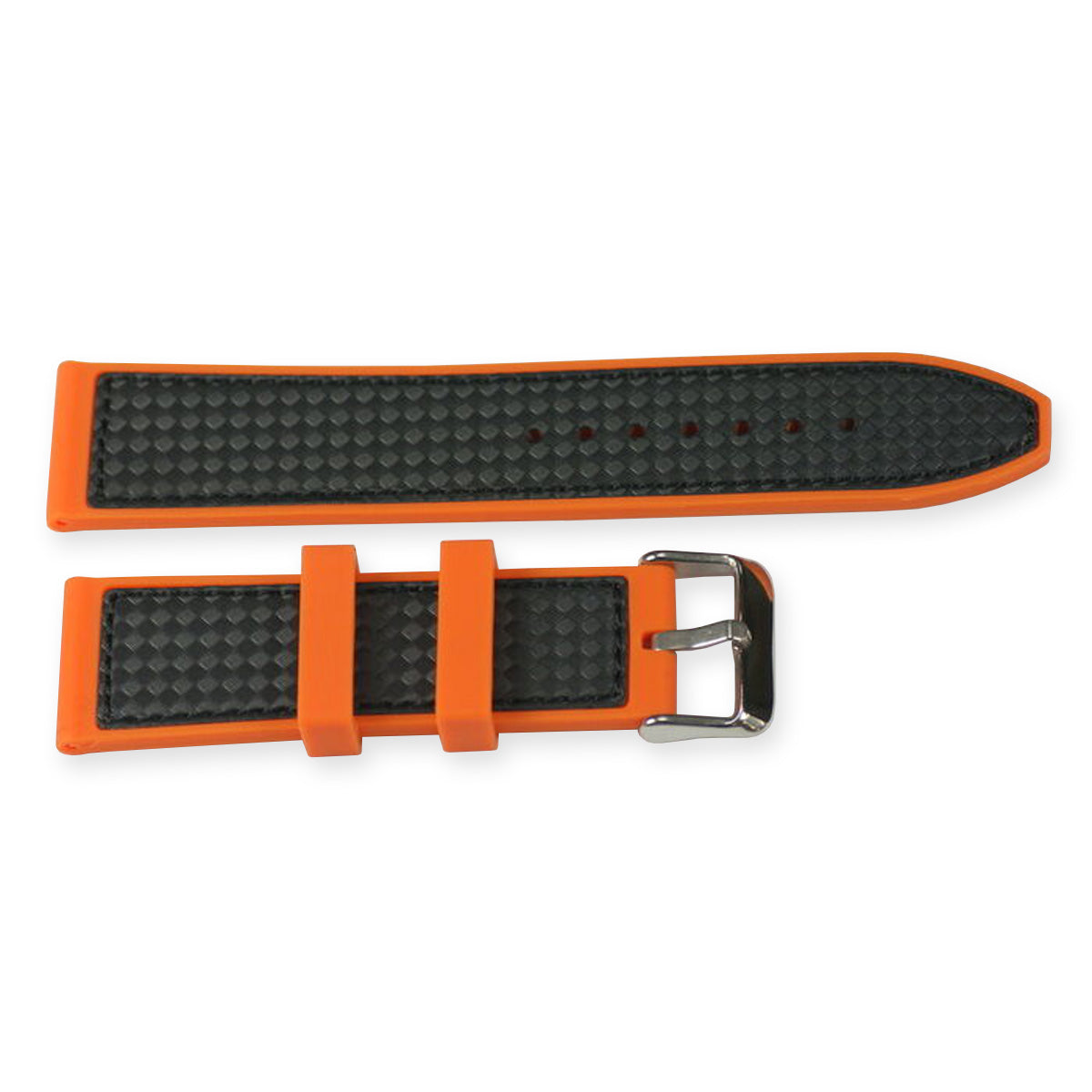 Silicone rubber mens orange watch strap CARBON FIBRE  divers waterproof