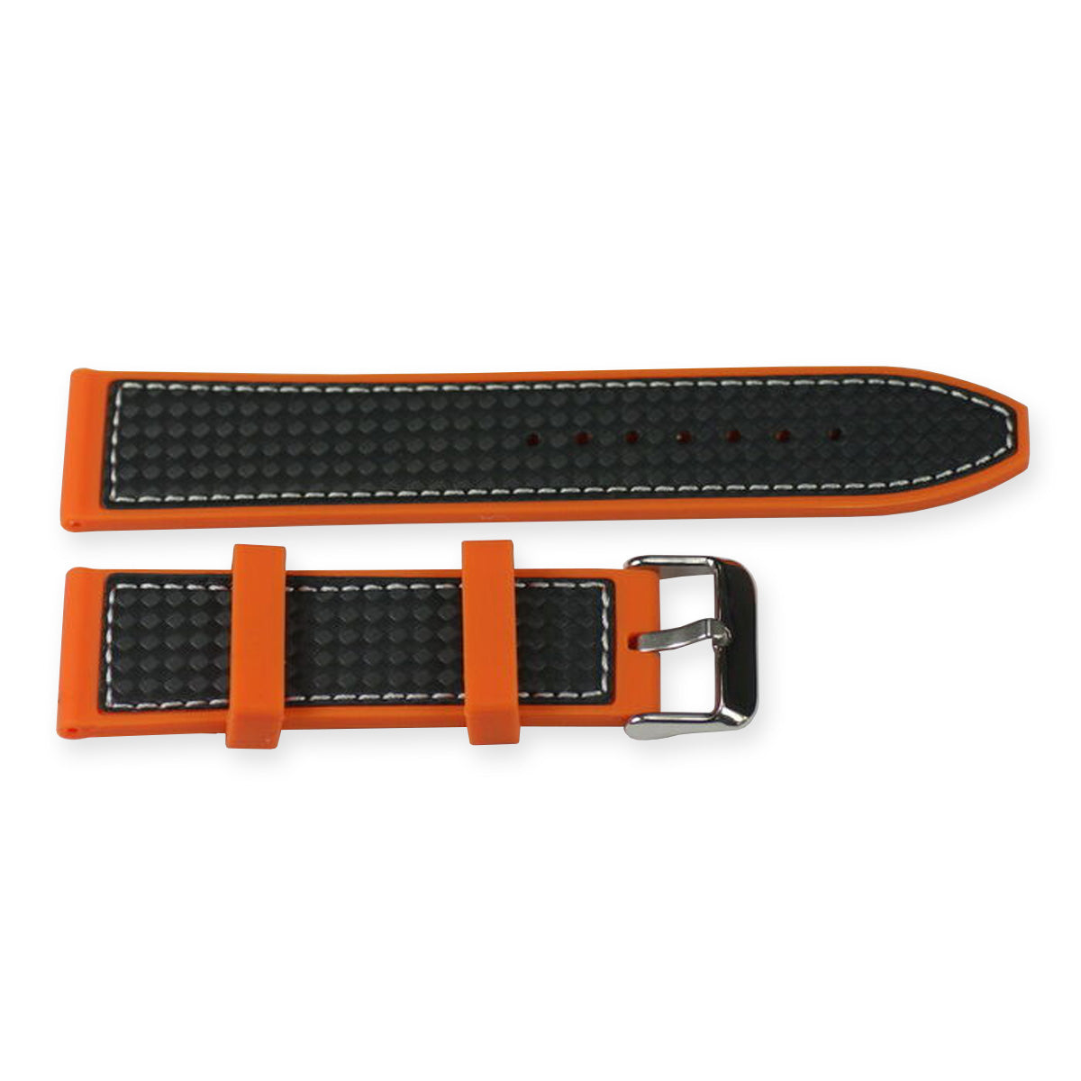 Silicone rubber mens orange watch strap CARBON FIBRE  divers waterproof