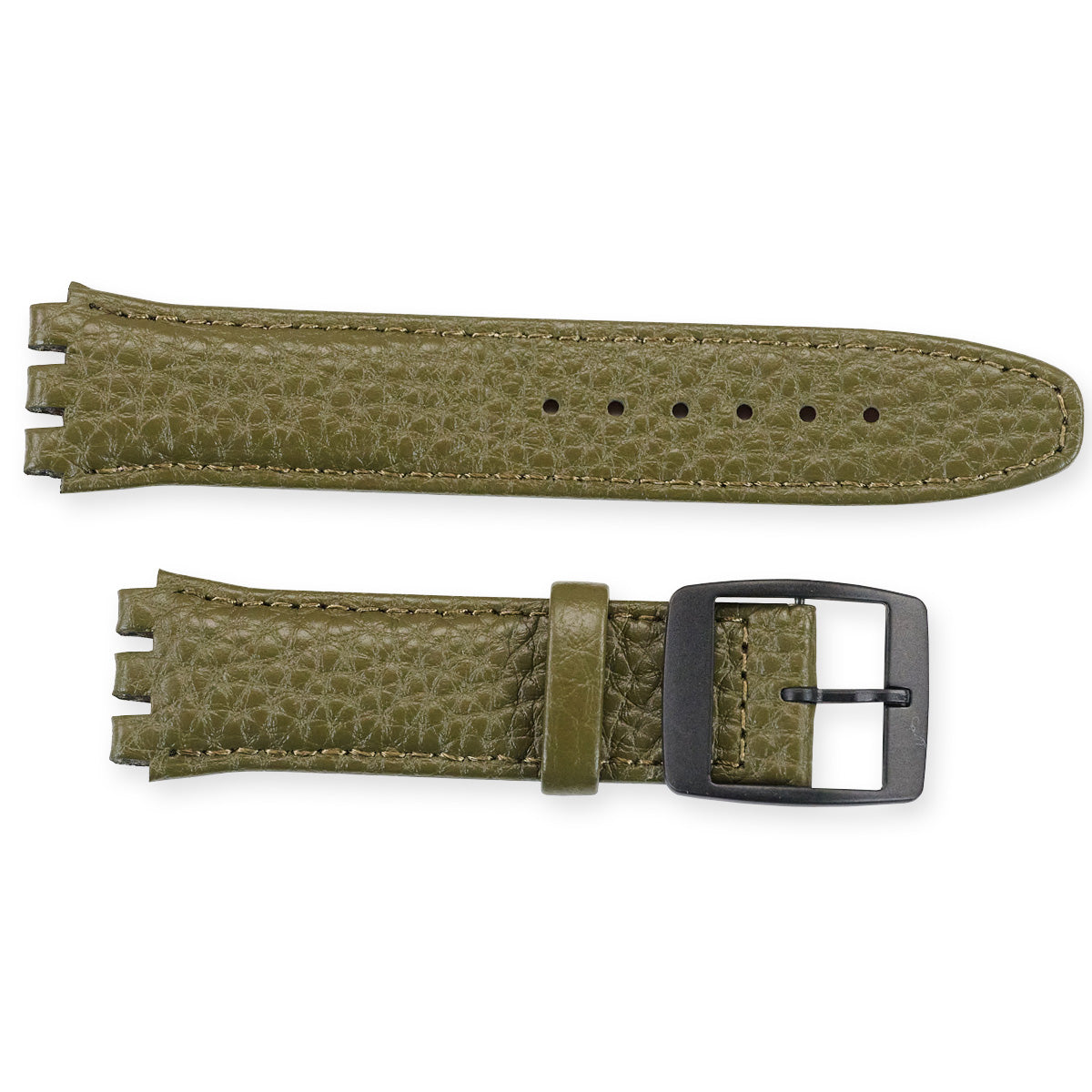 Premium BUFFALO Grain Leather For Swatch Watch Strap Black Buckle 19mm 17mm New