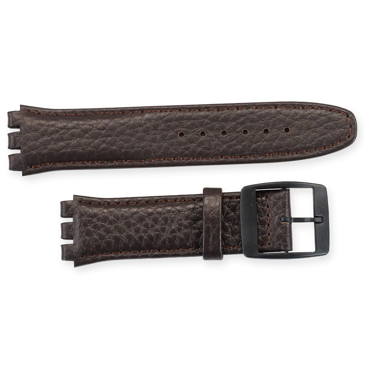 Premium BUFFALO Grain Leather For Swatch Watch Strap Black Buckle 19mm 17mm New