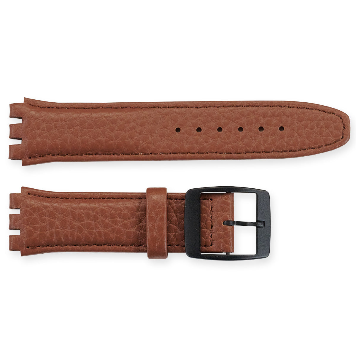 Premium BUFFALO Grain Leather For Swatch Watch Strap Black Buckle 19mm 17mm New