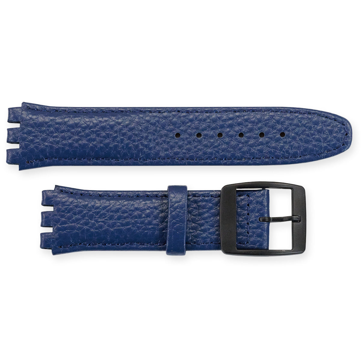 Premium BUFFALO Grain Leather For Swatch Watch Strap Black Buckle 19mm 17mm New