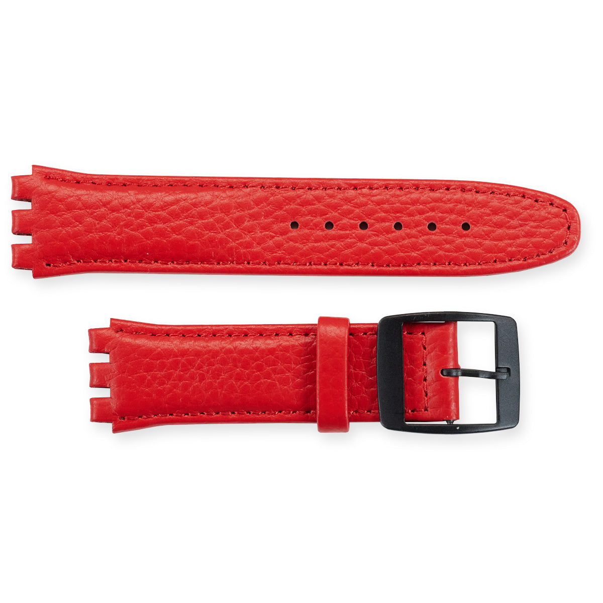 Premium BUFFALO Grain Leather For Swatch Watch Strap Black Buckle 19mm 17mm New