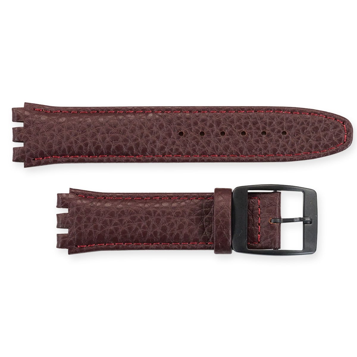 Premium BUFFALO Grain Leather For Swatch Watch Strap Black Buckle 19mm 17mm New