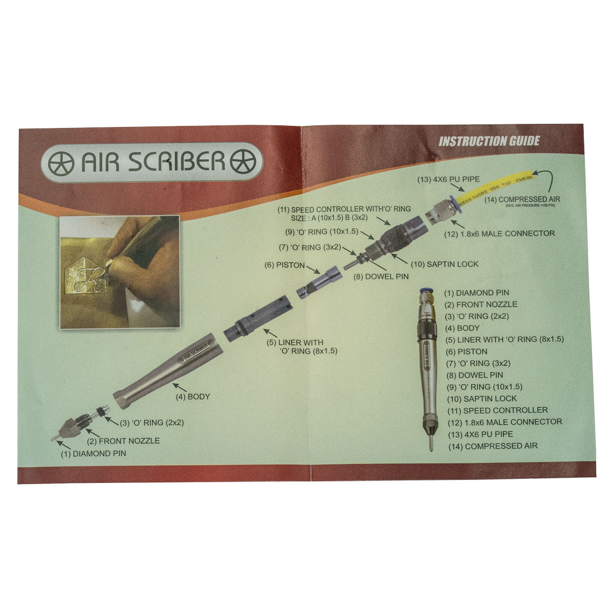 Air Texturing Gun Pneumatic Engraver Scriber Engrave Wood Metal Glass Tool