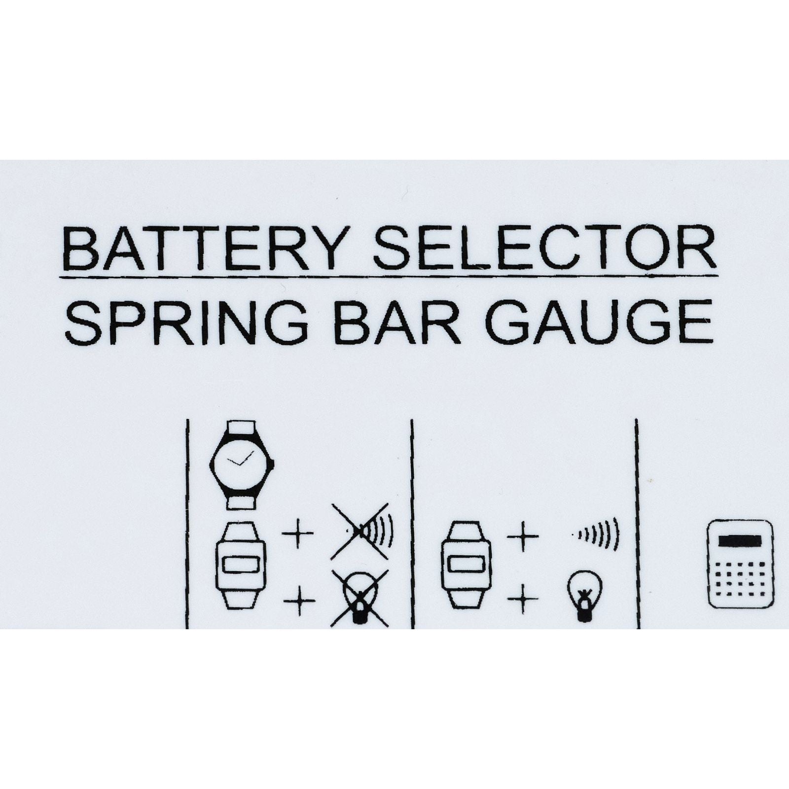 Battery size gauge chart & spring bar sizer guide selector watch repairs side
