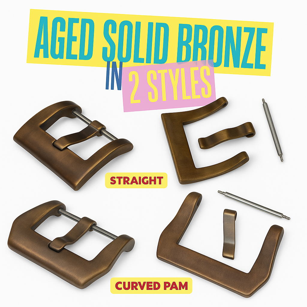 Personalised CUSTOM TEXT Solid Bronze Watch Strap Buckle Laser Engraved Gift