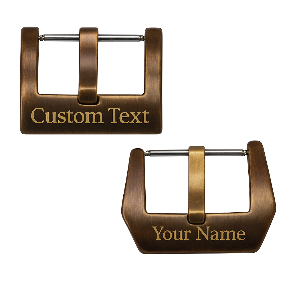 Personalised CUSTOM TEXT Solid Bronze Watch Strap Buckle Laser Engraved Gift