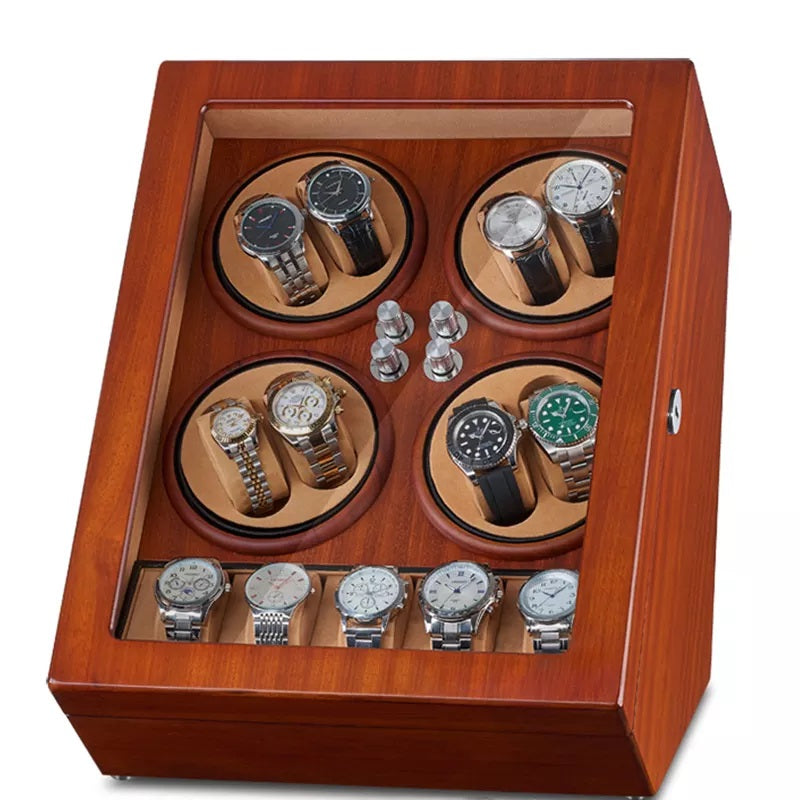 LED Watch Winding Cabinet Automatic Auto Wind Mechanical Watches Display Case 8x