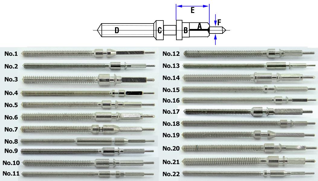 Stems for Chinese Watch Movements Winding Stem Replacement Parts China Watches