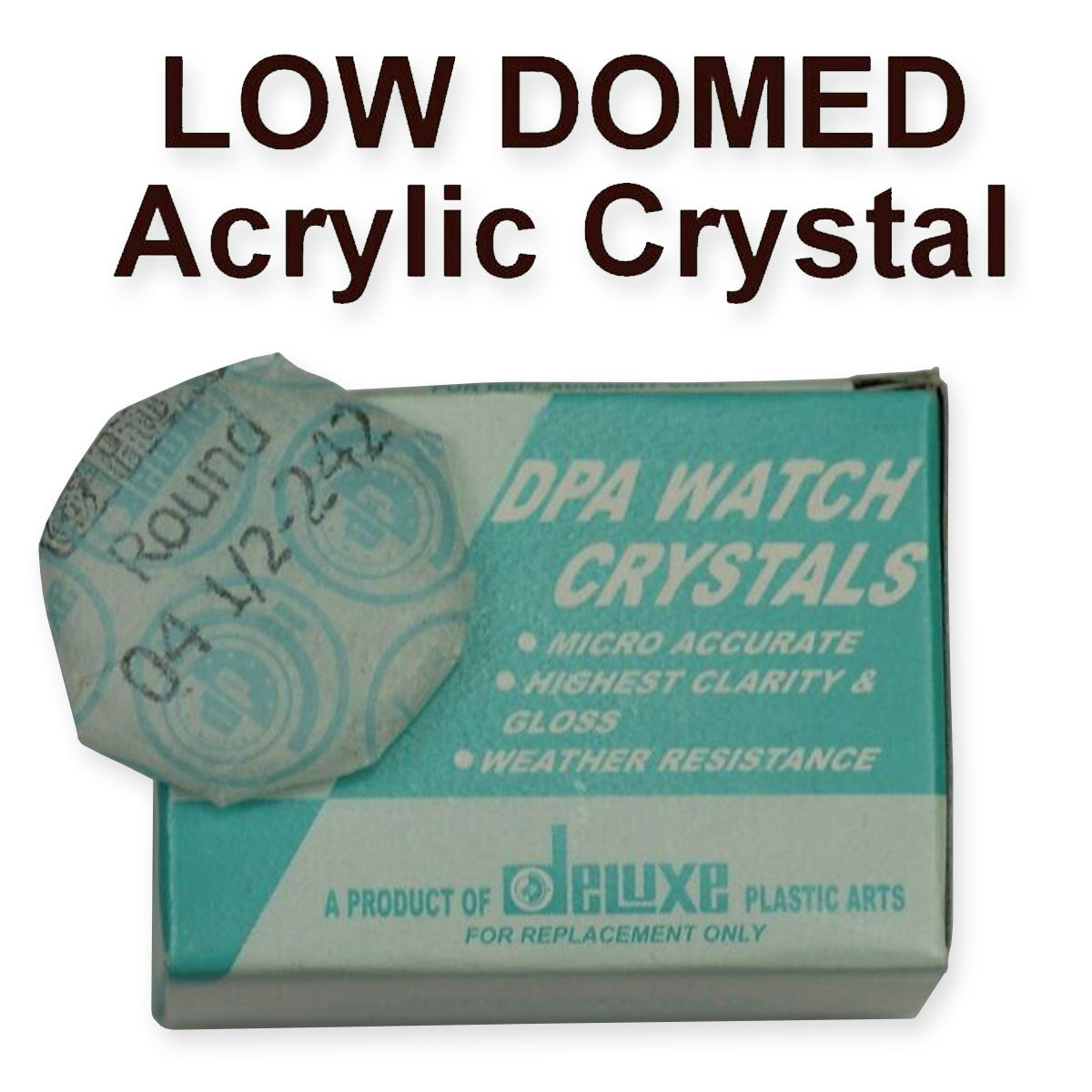 LOW DOME WATCH CRYSTALS 34mm - 39.8mm acrylic/plastic replacement glass crystal