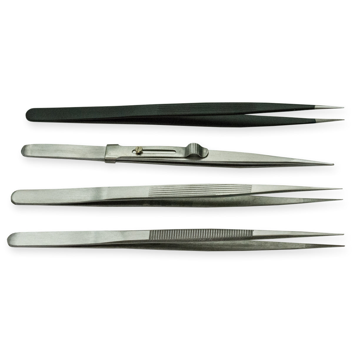 4 Jewellers Tweezers Set Locking Titanium Epoxy Watch & Jewellery Craft Diamond