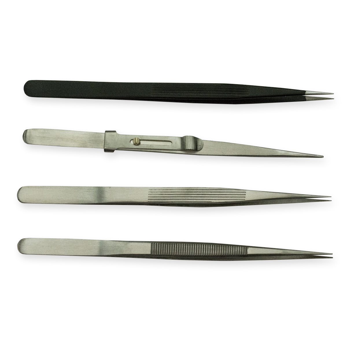 4 Jewellers Tweezers Set Locking Titanium Epoxy Watch & Jewellery Craft Diamond