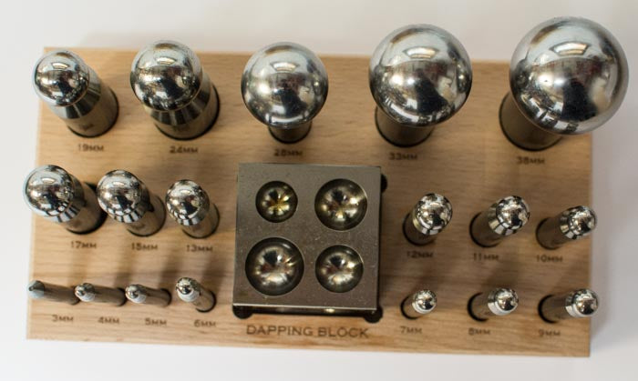 18x Doming Dapping Punch Set 3mm - 35mm Steel Block Shaping Tool Craft Jewellery