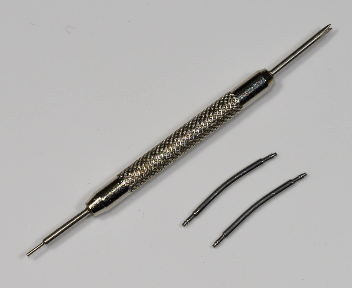 Curved Spring Bars + Fitting Tool Watch Strap Bands Parts Link Pins Bar 14-24mm