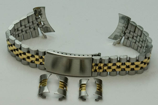 2 Tone Steel Silver Gold Jubilee 18mm - 22mm Watch Bracelet Rolex curve straight