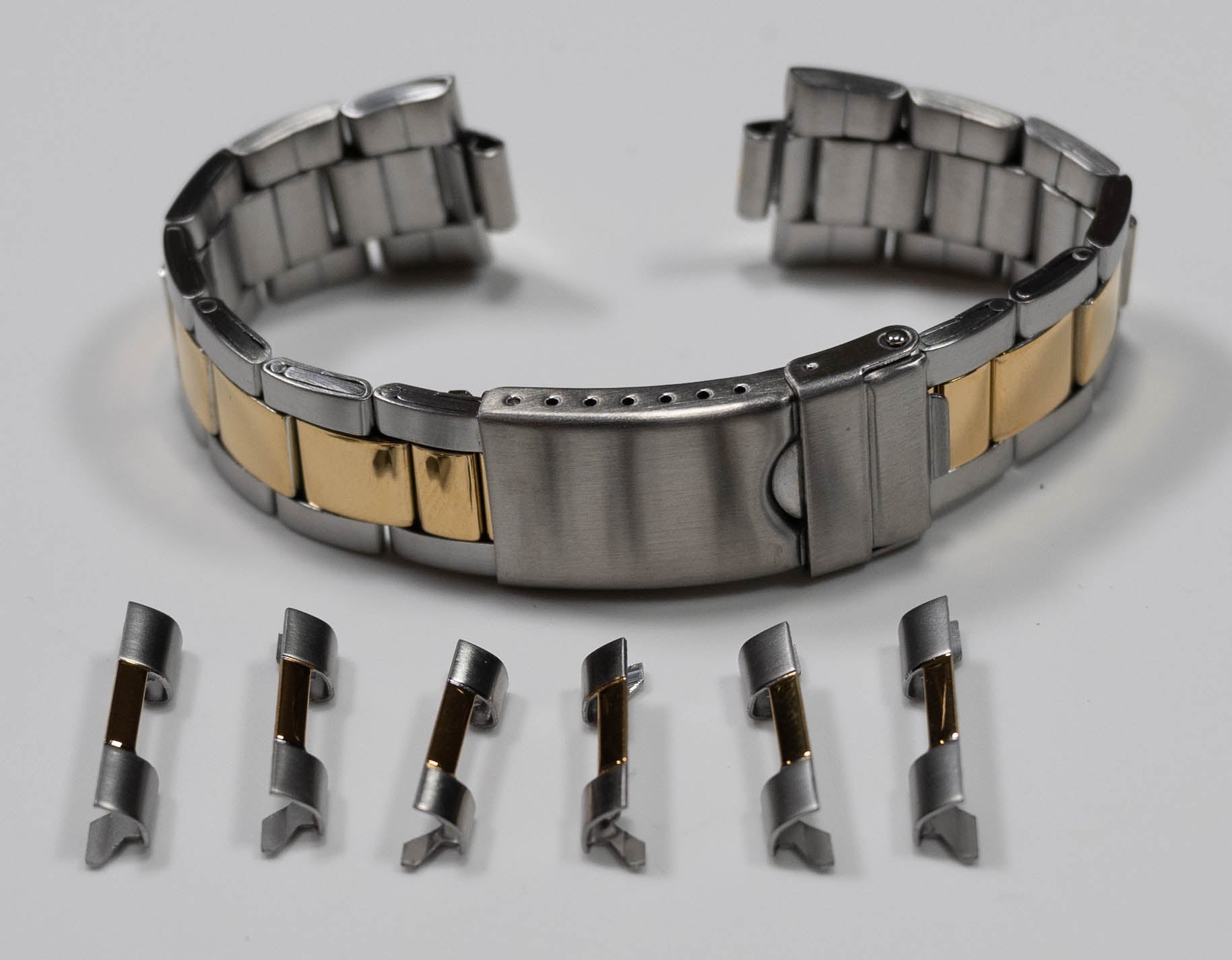 Gold Steel 2 Tone Oyster Watch Straight End Bracelet Strap 18mm - 22mm For Rolex