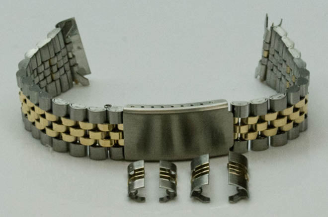 2 Tone Steel Silver Gold Jubilee 18mm - 22mm Watch Bracelet Rolex curve straight