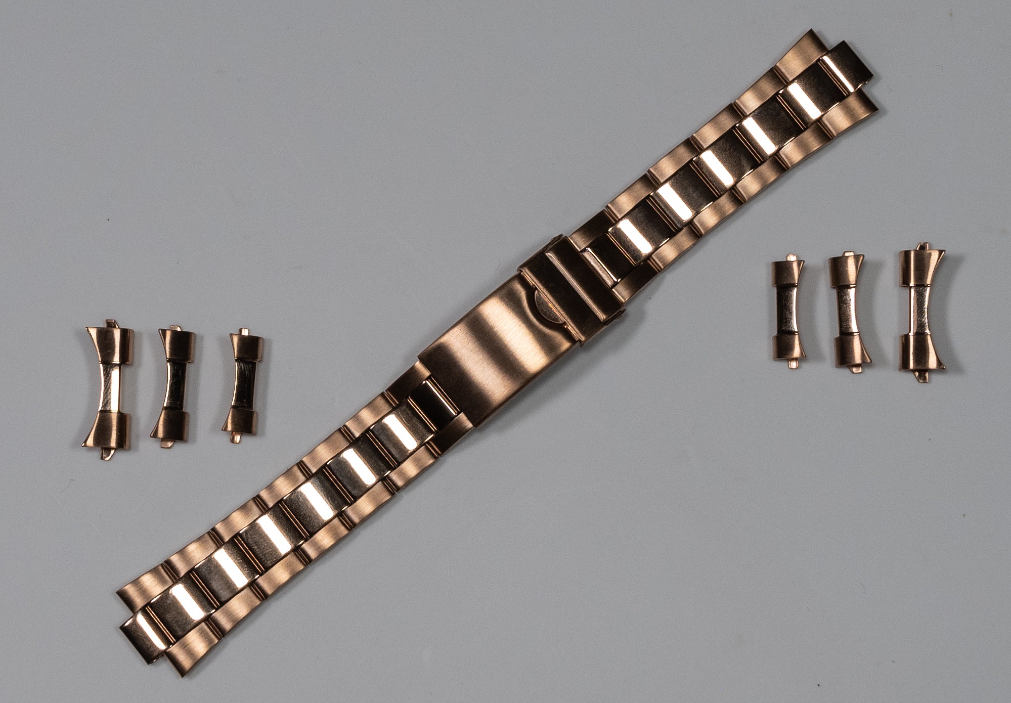 Oyster Curved Ends Rose Gold 18mm - 22mm Watch Bracelet Rolex Band Strap