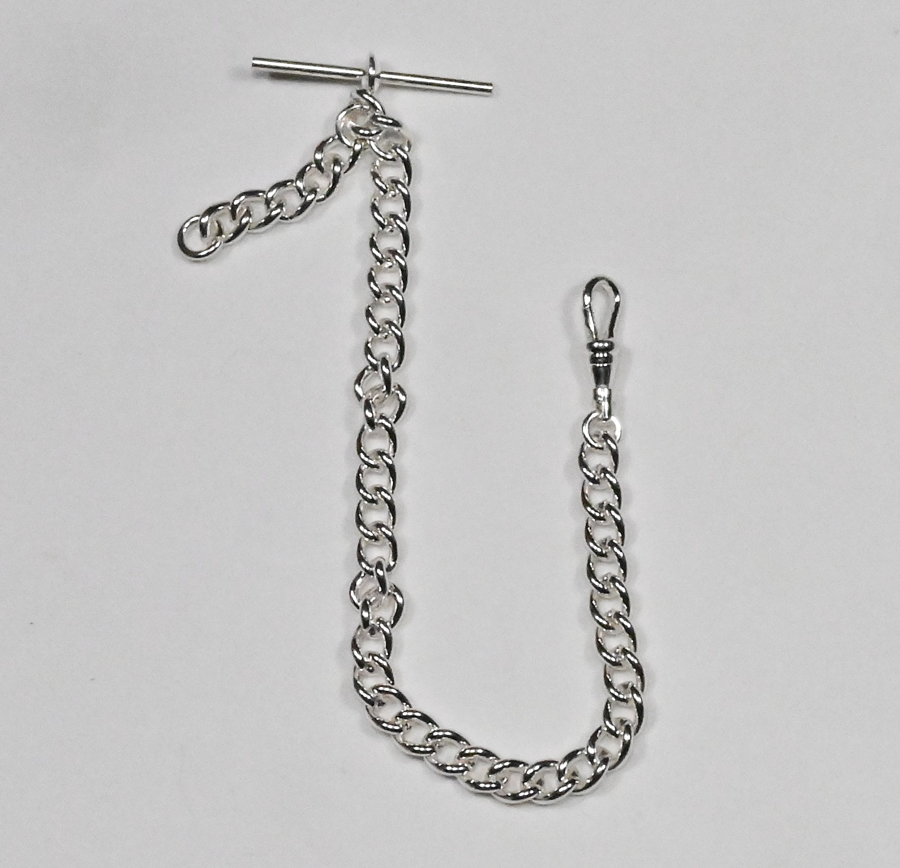 Heavy Links Silver Plated Single Albert Chain Pocket Watch Chain Fob Watch