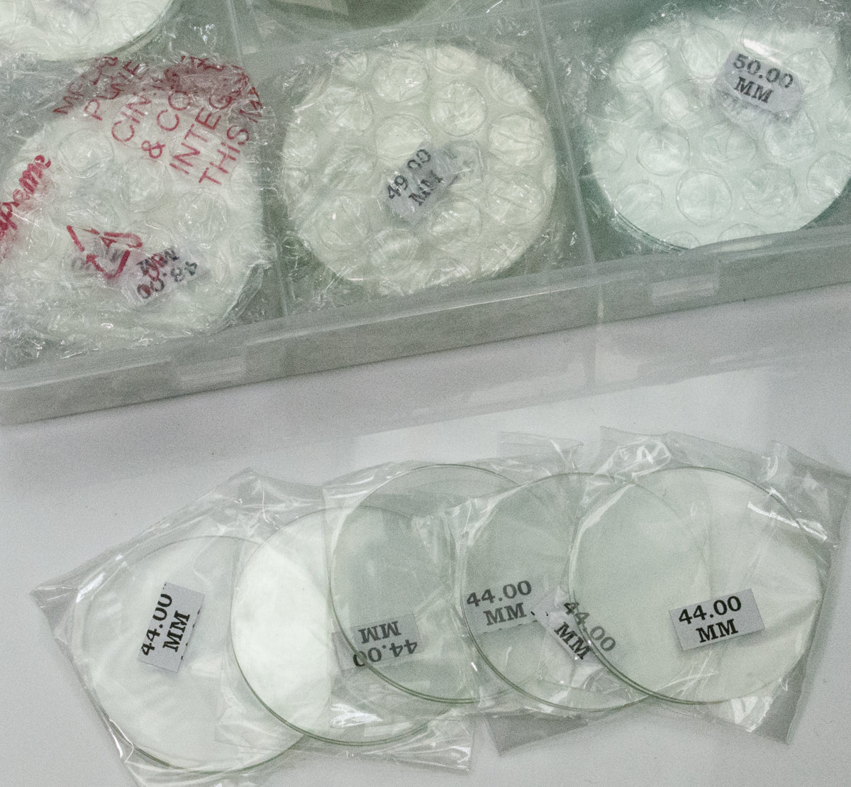 100x Mineral Watch & Pocketwatch glasses crystals sizes 41mm - 50mm flat glass