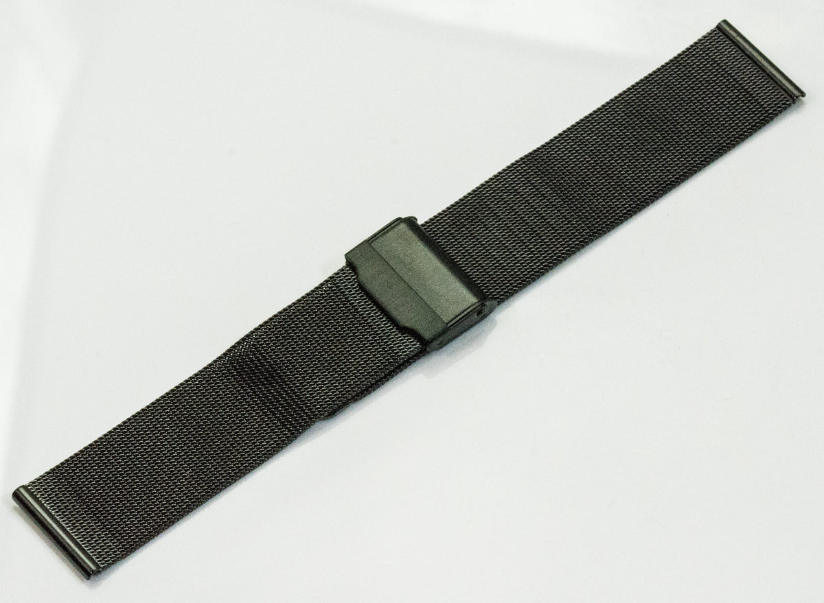 Black Fine Mesh Watch Bracelet Milanese Sliding Buckle Strap 16mm - 24mm Skagen