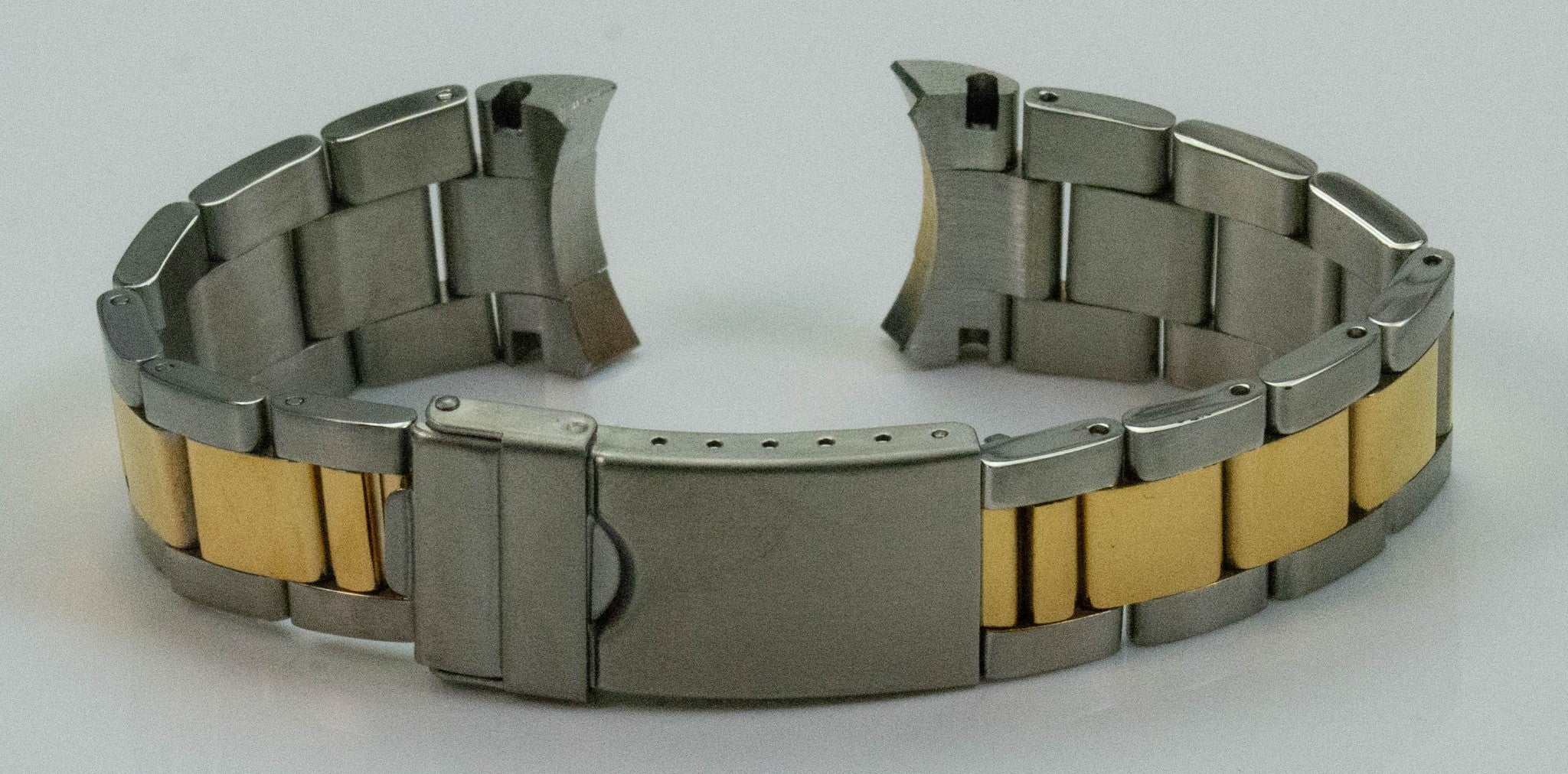 Solid Link Curved End 20mm 2Tone Gold Steel Rolex Oyster Watch Bracelet Datejust