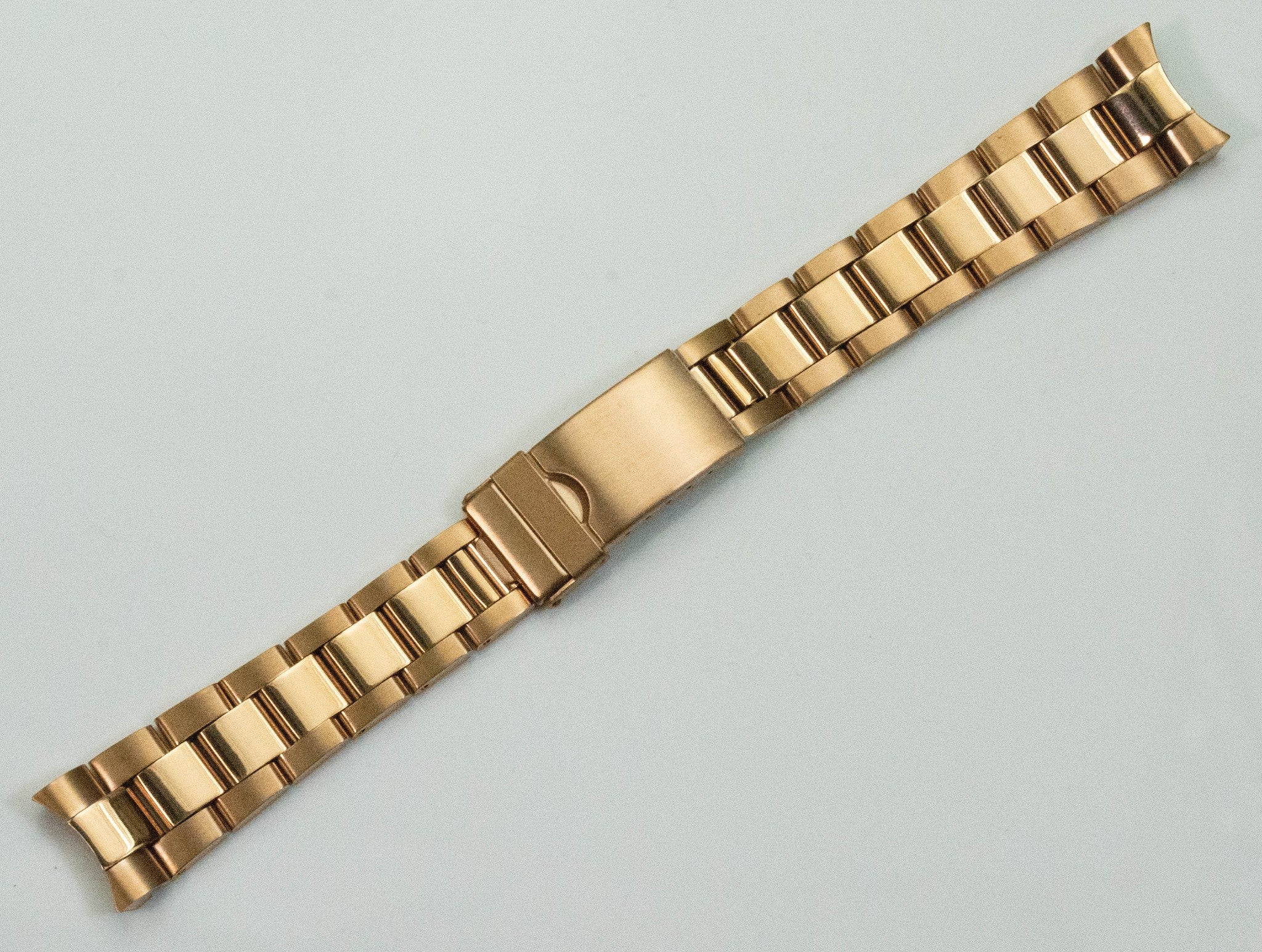 Solid Link Curved End 20mm Rose Gold Plated Rolex Oyster Watch Bracelet Datejust